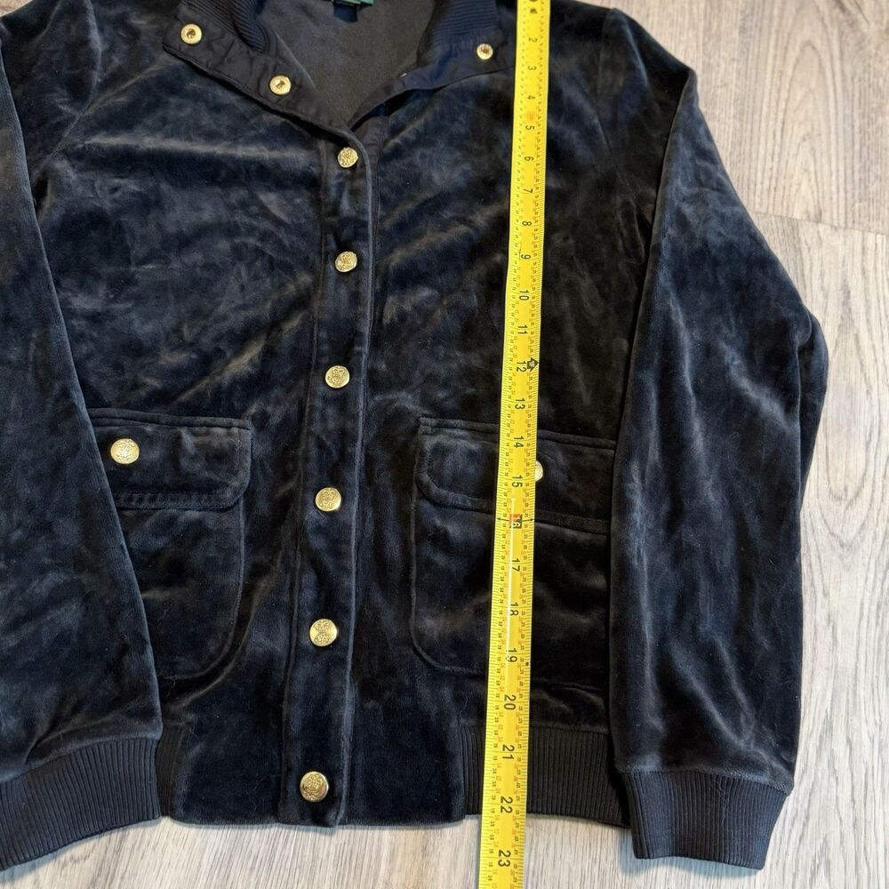 Lauren Ralph Lauren Vintage Black Velvet Jacket Gold Snap Buttons Size Medium - Picture 6 of 7
